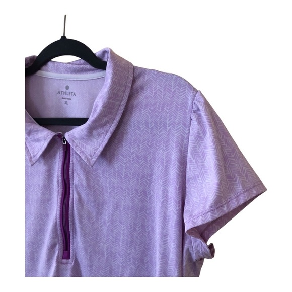 Athleta Gravity 1/2 Zip Hi Low Polo Golf Top Women's Size XL Light Purple - Picture 4 of 6